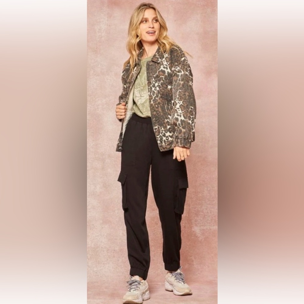 Promesa Concrete Jungle Leopard Print Denim Jacket size L NEW - Picture 4 of 14